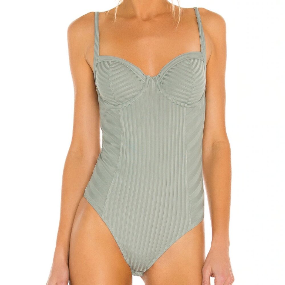 ALLSAINTS Yuni Rib Bodysuit - Green Bay - Size 4